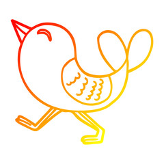 warm gradient line drawing cartoon red bird