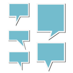 Set of blue speech sticker bubbles. Vector illustration.