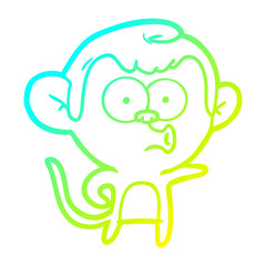 cold gradient line drawing cartoon pointing monkey