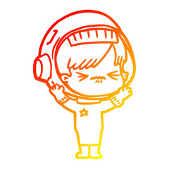 warm gradient line drawing cartoon astronaut woman