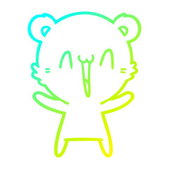 cold gradient line drawing happy bear cartoon