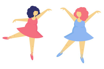 Fat girls dancing. Young women in dress dancing. Body positive.