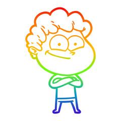 rainbow gradient line drawing cartoon happy man