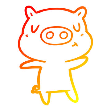 recommend clip art: warm gradient line drawing cartoon content pig