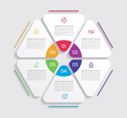 Infographic design vector and marketing icons can be used for workflow layout, diagram, annual report, web design.  Business concept with 6 options, steps or processes. - Vector 