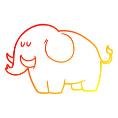 warm gradient line drawing cartoon elephant