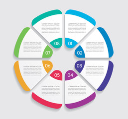 Infographic design vector and marketing icons can be used for workflow layout, diagram, annual report, web design.  Business concept with 8 options, steps or processes. - Vector 