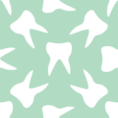 Obraz premium Tooth abstract seamless pattern. Medical background. Vector illustration.