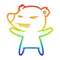 rainbow gradient line drawing angry polar bear cartoon
