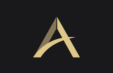 black yellow A alphabet letter logo icon design sign
