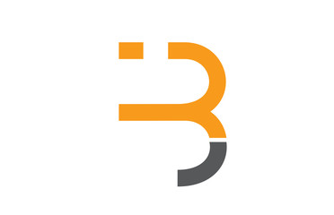 yellow grey black B alphabet letter logo icon design sign