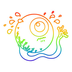 rainbow gradient line drawing cartoon eyeball crying