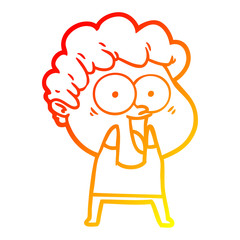 warm gradient line drawing cartoon happy man