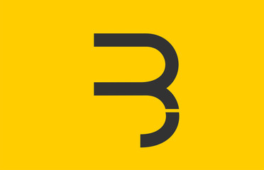 yellow black B alphabet letter logo icon design sign