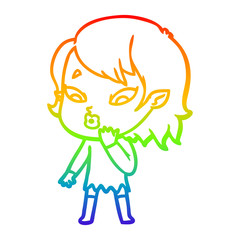 rainbow gradient line drawing cute cartoon vampire girl