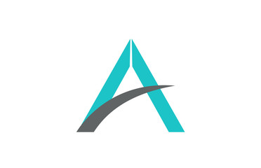 green grey A alphabet letter logo icon design sign