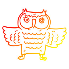 warm gradient line drawing cartoon wise old owl