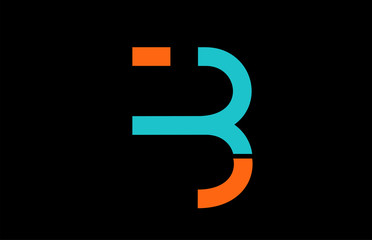 blue orange B alphabet letter logo icon design sign