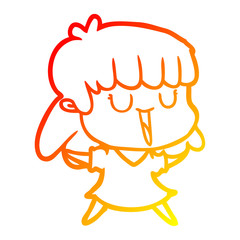 warm gradient line drawing cartoon woman