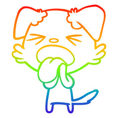 rainbow gradient line drawing cartoon disgusted dog