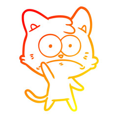 warm gradient line drawing cartoon nervous cat