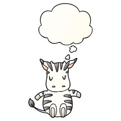 cartoon zebra and thought bubble in smooth gradient style