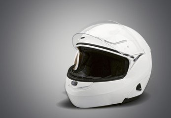 Black biker helmet isolated on white background