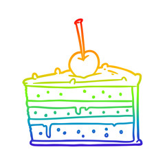 rainbow gradient line drawing tasty chocolate cake