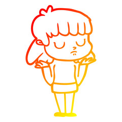 warm gradient line drawing cartoon indifferent woman