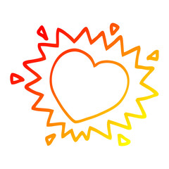 warm gradient line drawing cartoon flaming heart