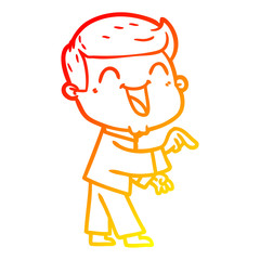 warm gradient line drawing cartoon man laughing