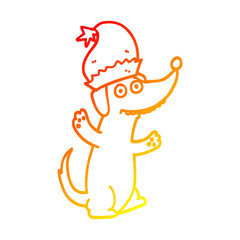 warm gradient line drawing cute christmas cartoon dog