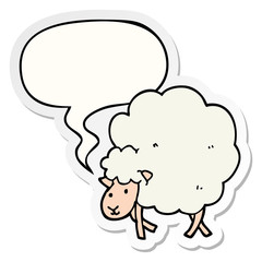 cartoon sheep and speech bubble sticker
