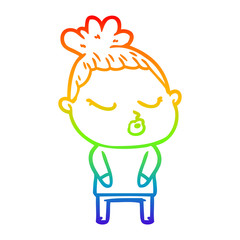 rainbow gradient line drawing cartoon calm woman