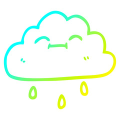 cold gradient line drawing cartoon happy rain cloud