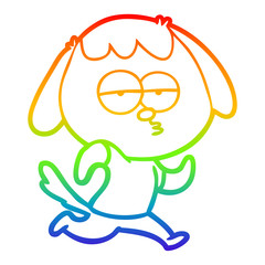 Obraz premium rainbow gradient line drawing cartoon bored dog