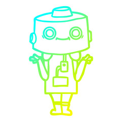 cold gradient line drawing cartoon robot