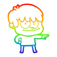 rainbow gradient line drawing happy cartoon man