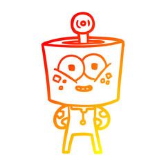 Naklejka premium warm gradient line drawing happy cartoon robot