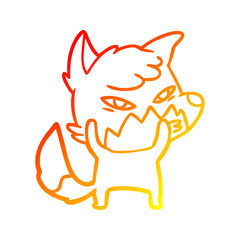 warm gradient line drawing clever cartoon fox