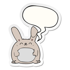 cartoon rabbit and speech bubble sticker
