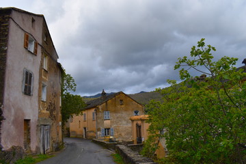 Fototapeta na wymiar Stazzona is a small village in scenic upper Corsica with 35 habitants and Unesco world heritage sites nearby. Stazzona, Corsica, France, May, 2019
