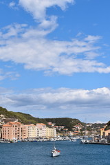 Fototapeta premium Bonifacio is on the southern coast of Corsica, separated from the Italian island of Sardinia by the strait of Bonifacio. Bonifacio, Corsica, France