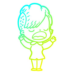 cold gradient line drawing cartoon cool hipster girl talking