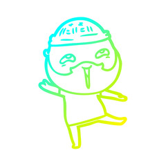cold gradient line drawing cartoon happy bearded man