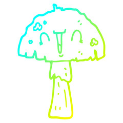 cold gradient line drawing cartoon mushroom