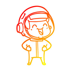 warm gradient line drawing happy cartoon astronaut