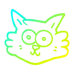 cold gradient line drawing cartoon cat face