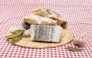 salted codfish on table cloth