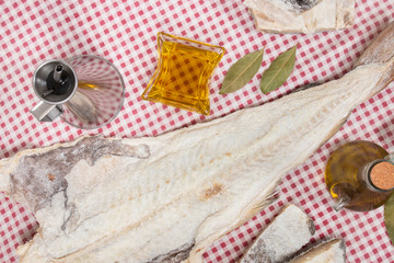 salted codfish on table cloth